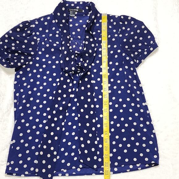 Forever 21 Polka Dot Neck Tie Bow Blouse, Size Small - Picture 6 of 8